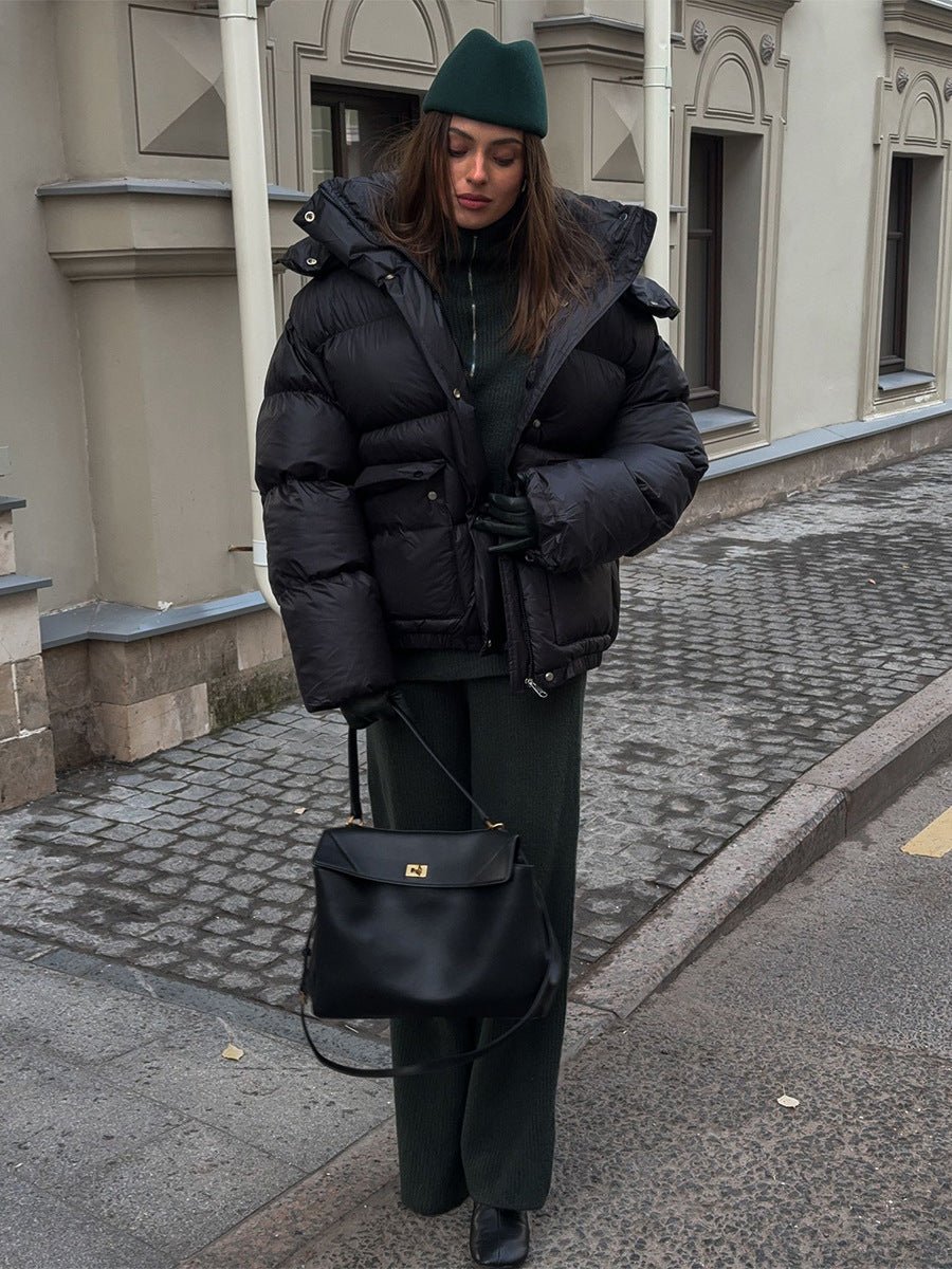 Warm Cotton-Padded Hooded Overcoat