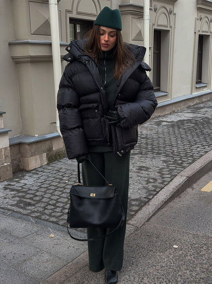 Warm Cotton-Padded Hooded Overcoat