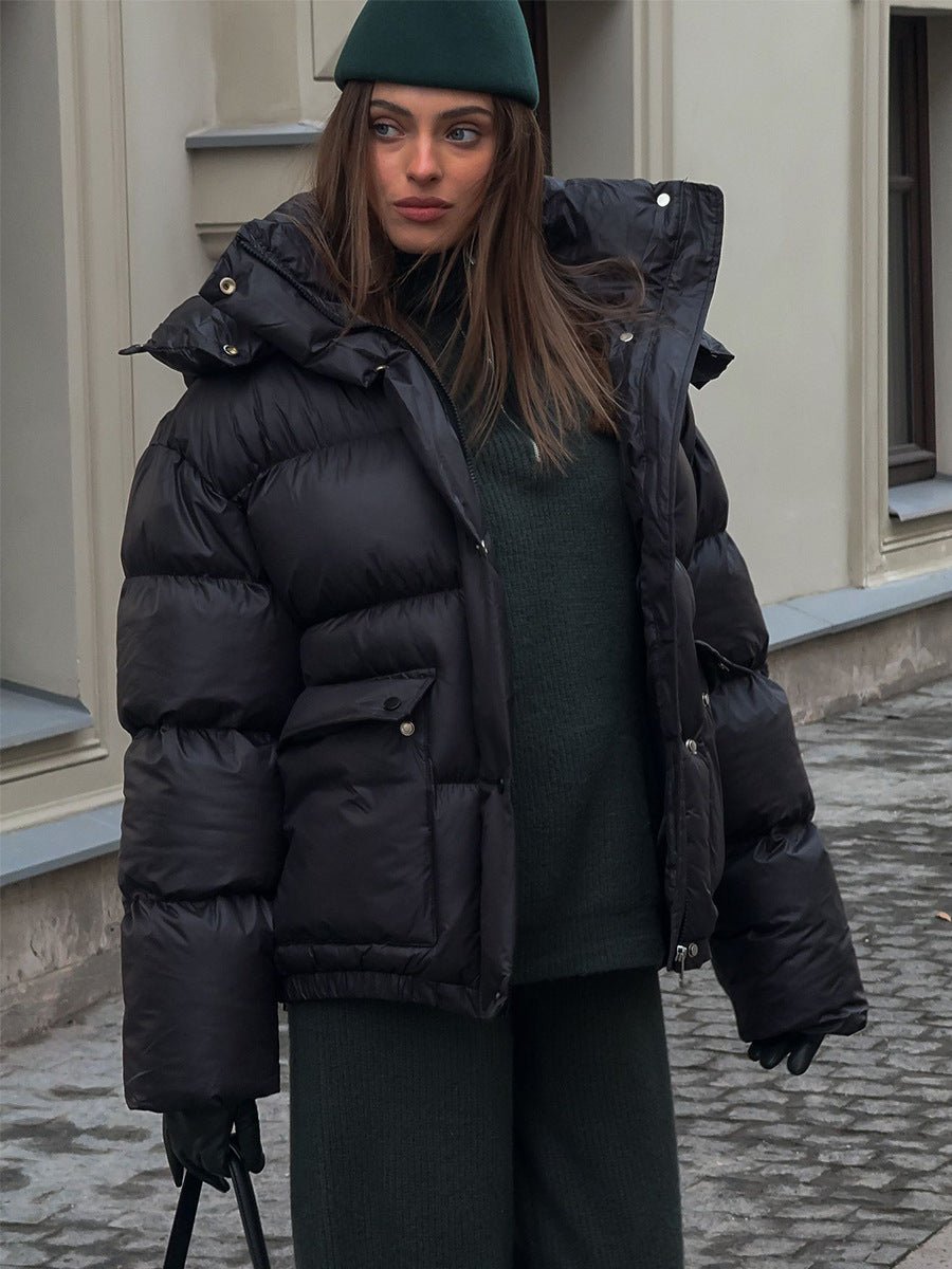 Warm Cotton-Padded Hooded Overcoat