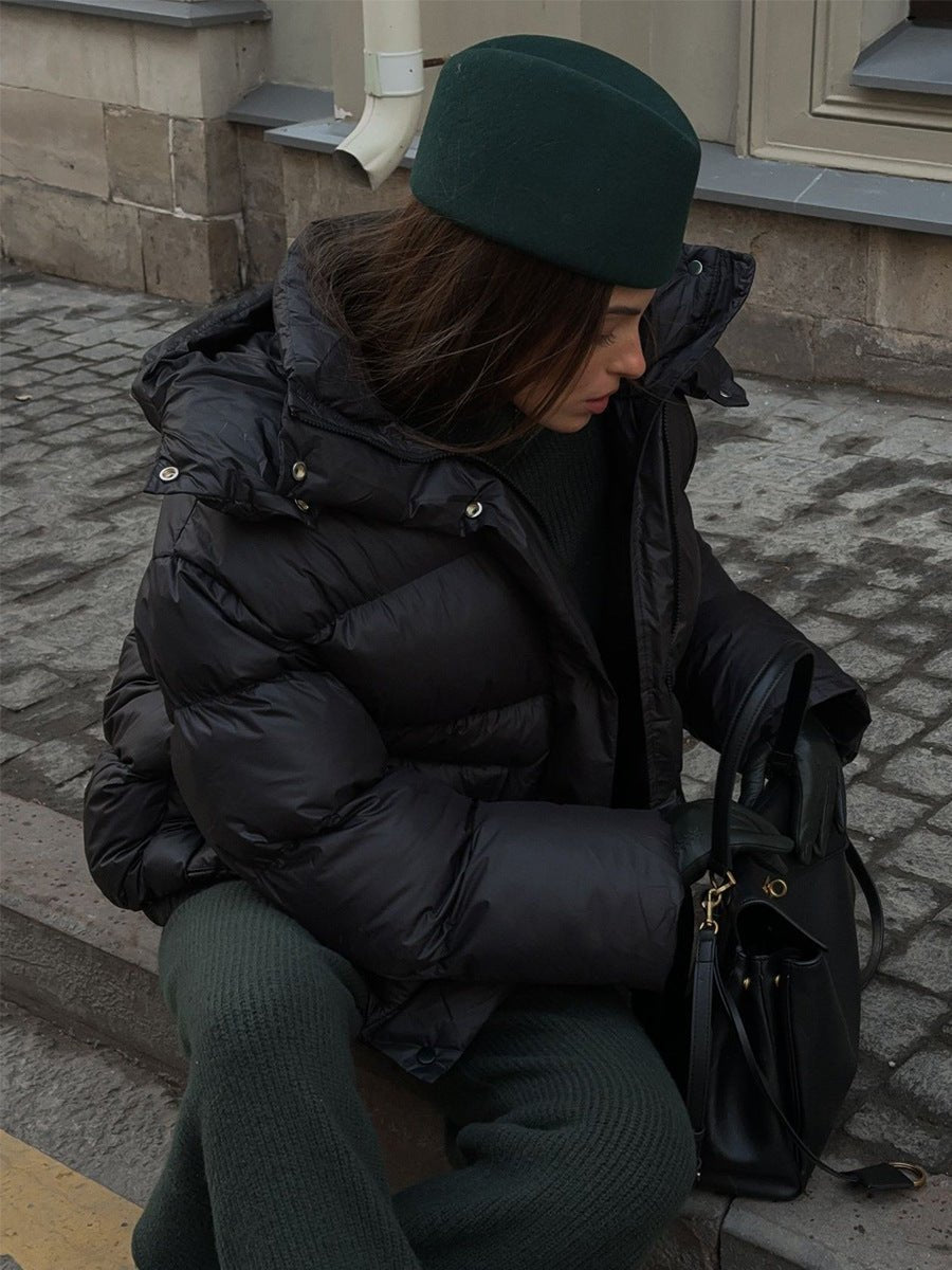 Warm Cotton-Padded Hooded Overcoat