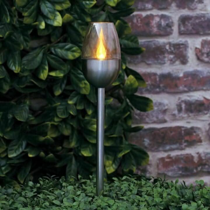 Solar Powered Flame Effect LED Stake Light x4