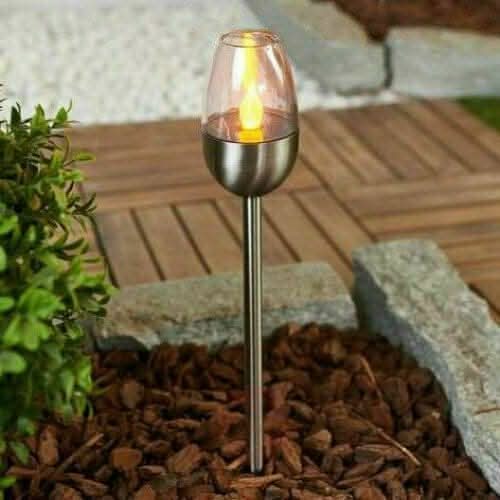 Solar Powered Flame Effect LED Stake Light x4