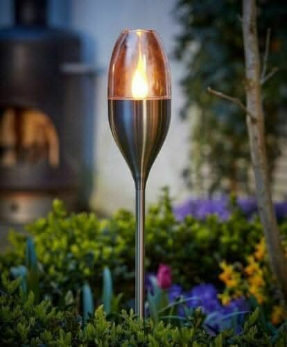Solar Powered Flame Effect LED Stake Light x4