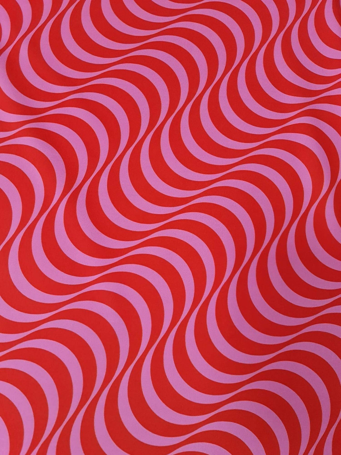 Red Pink Striped Wave Pattern Fabric – Custom Printed Fabric, Choose Material by Metre
