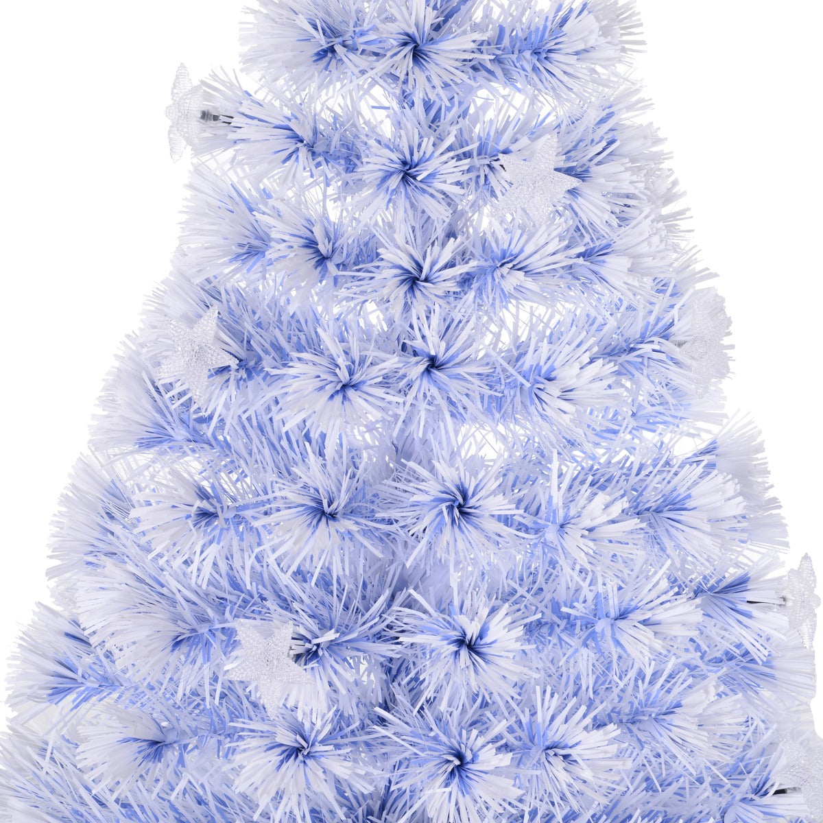 Homcom 4FT Artificial Fibre Optic Christmas Tree Seasonal Decoration with LED Lights Pre-Lit Easy Store White Blue