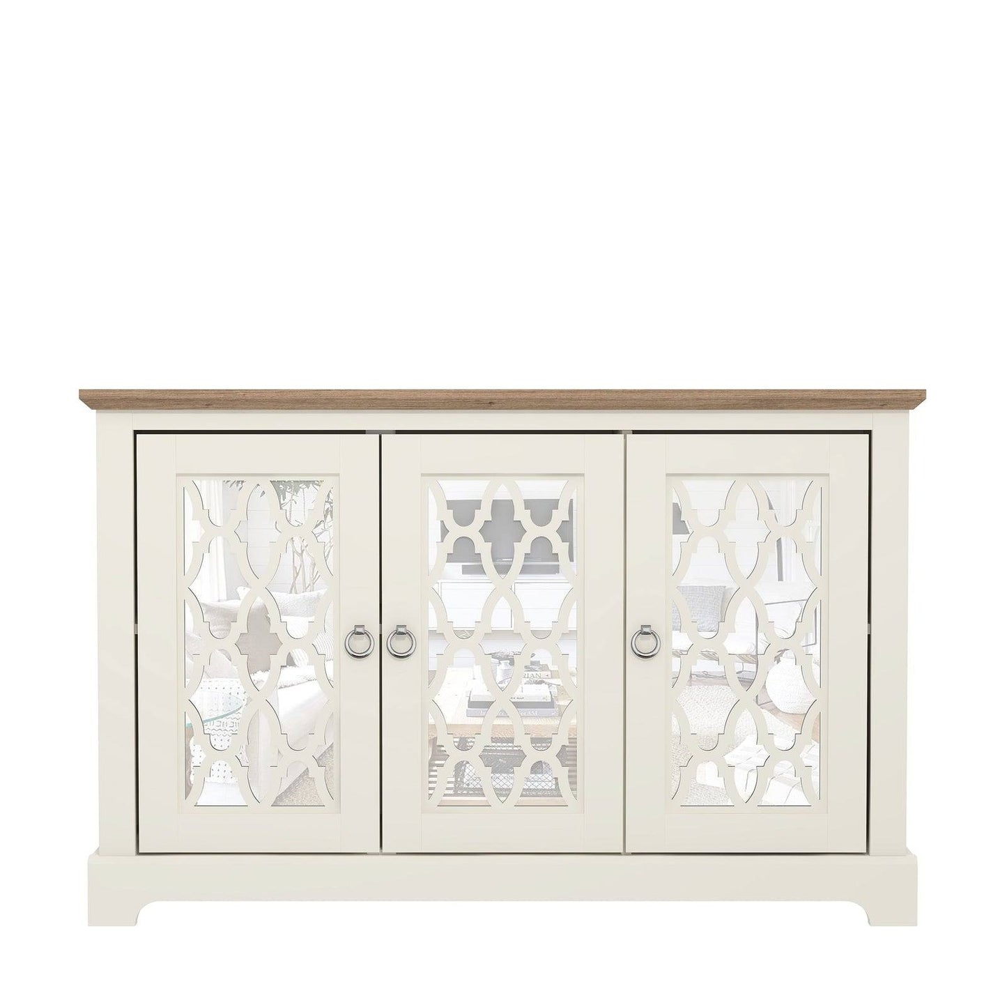 Honition Large Sideboard Ivory 3 Doors 4 Shelves
