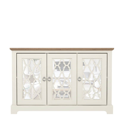 Honition Large Sideboard Ivory 3 Doors 4 Shelves