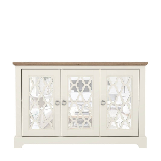 Honition Large Sideboard Ivory 3 Doors 4 Shelves