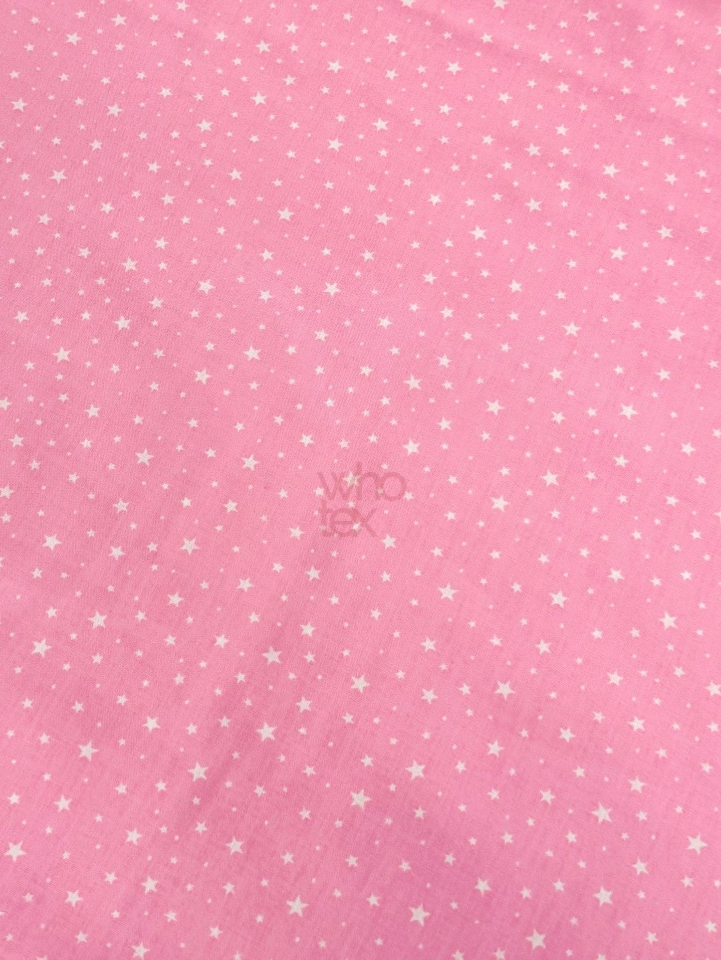White Stars Pink Poplin Fabric, Full Cotton Fabric By The Yard