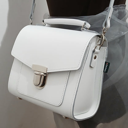 Handmade Leather Sugarcube Handbag - White