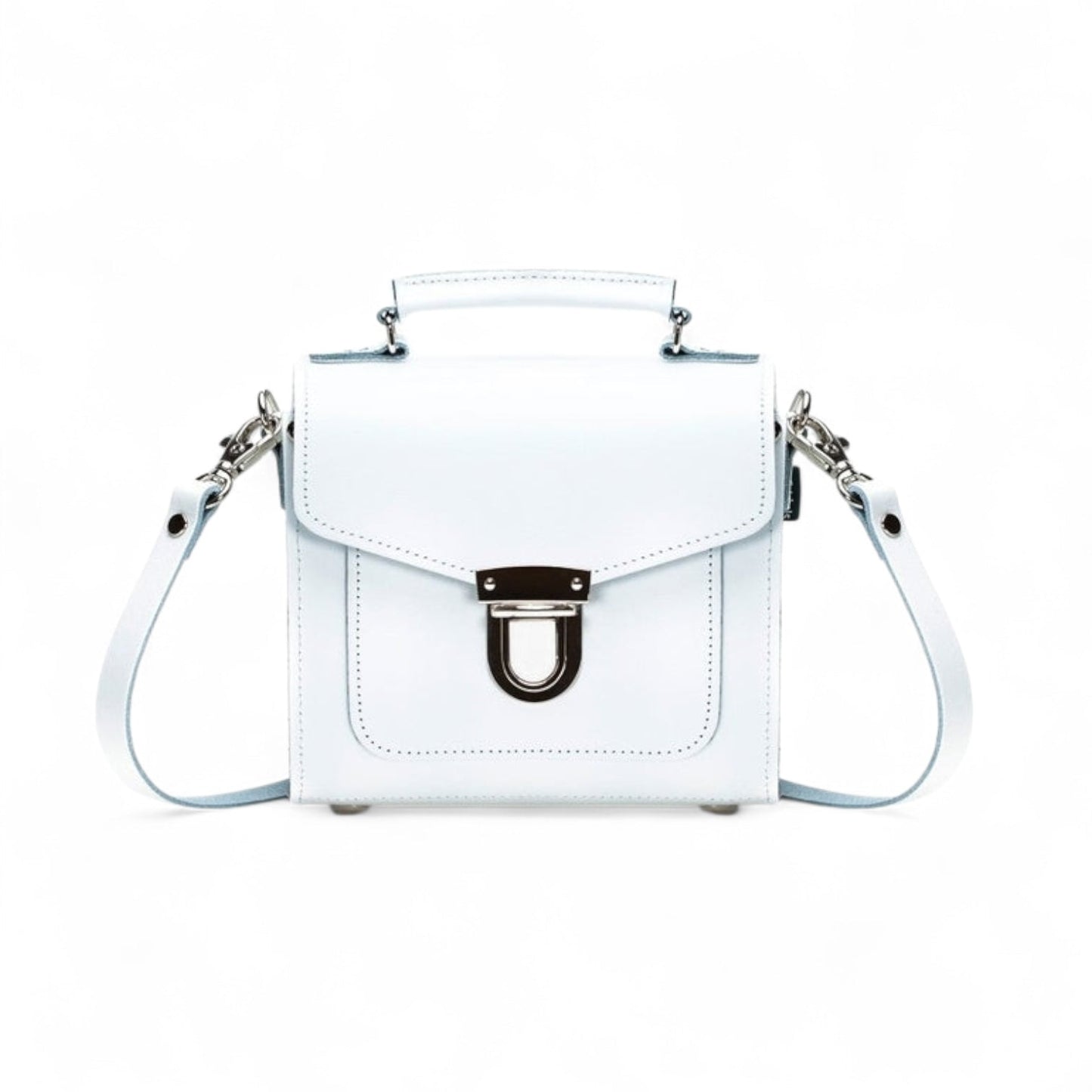 Handmade Leather Sugarcube Handbag - White