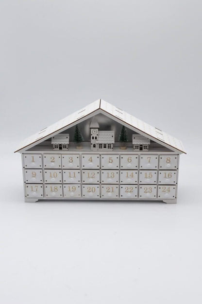White Wooden Advent Calendar (With Roof)