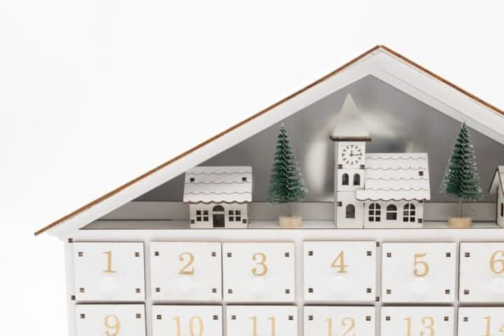 White Wooden Advent Calendar (With Roof)