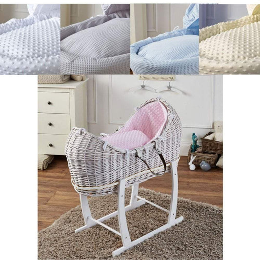 Wicker Deluxe Pod Baby Moses Basket With Stand
