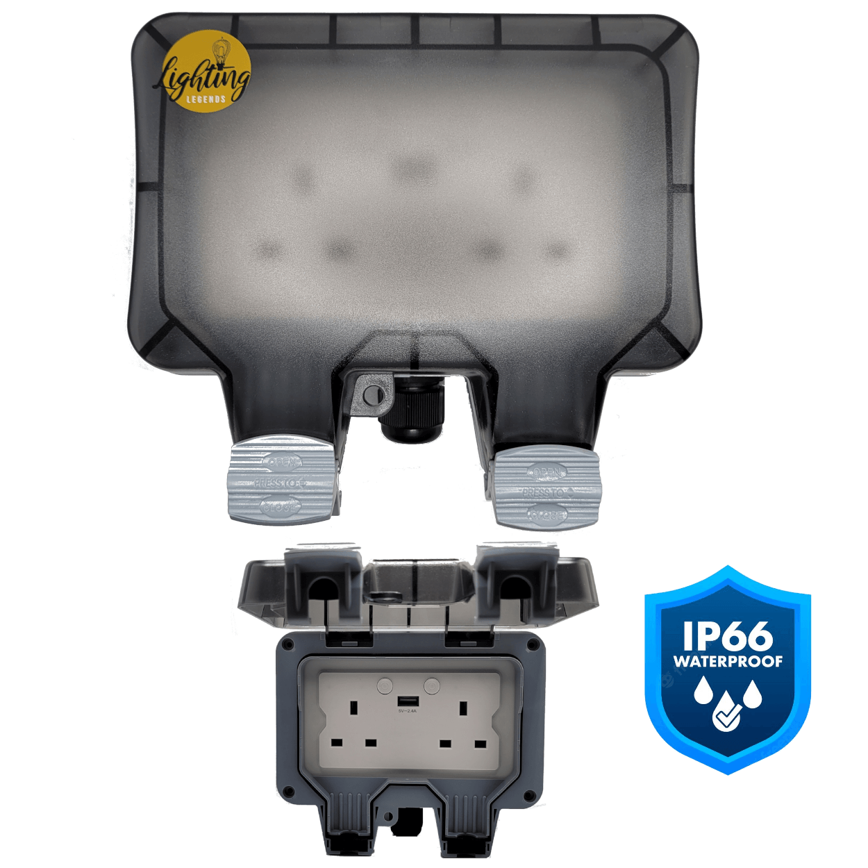 Smart WiFi Waterproof Outdoor Double UK Plug Socket + USB