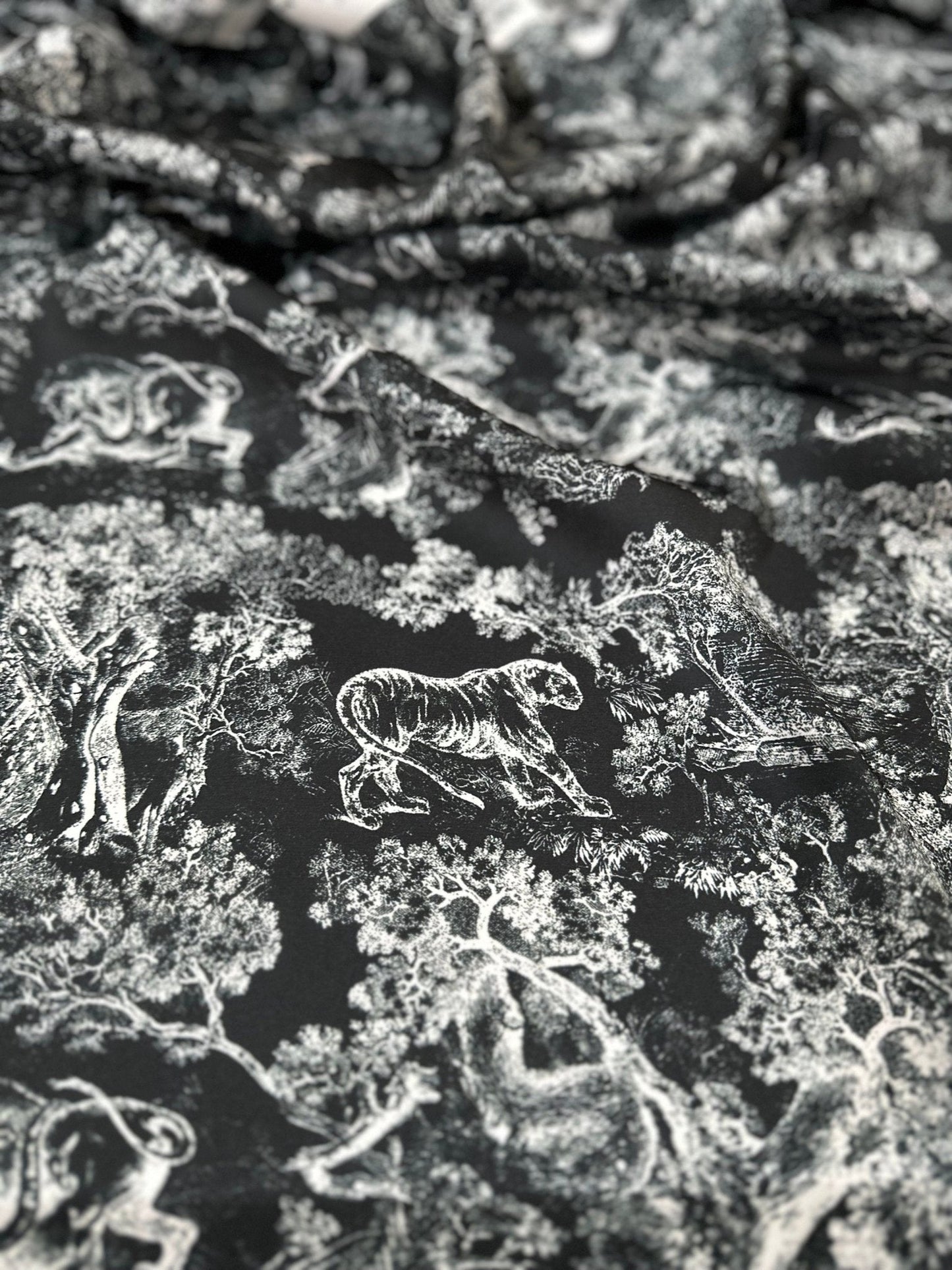 Black Wild Forest Pattern Fabric