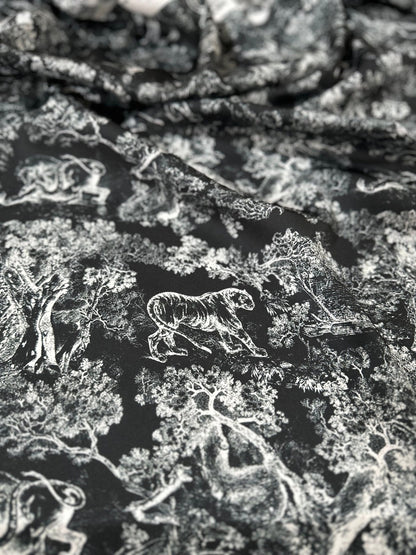 Black Wild Forest Pattern Fabric