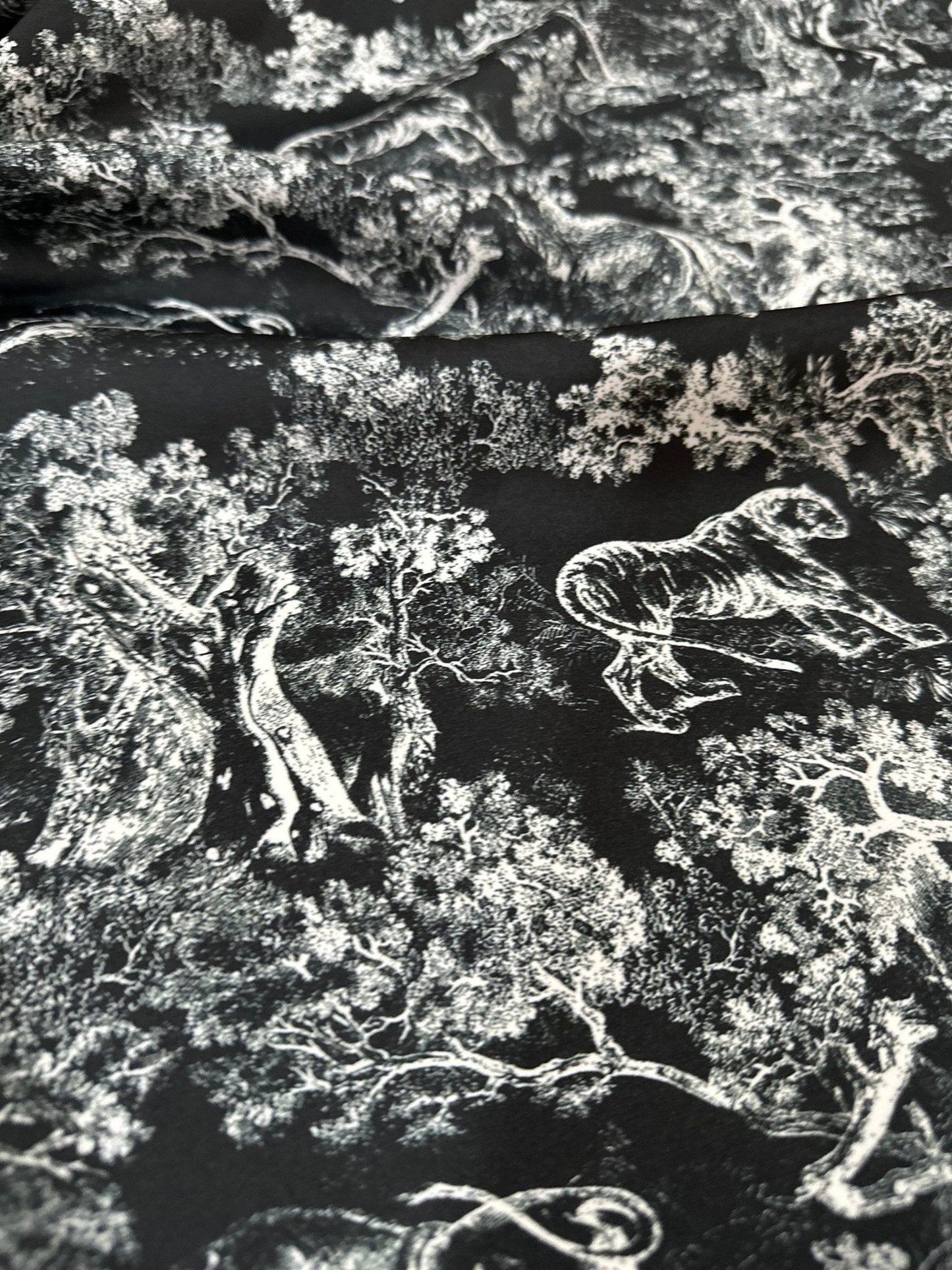 Black Wild Forest Pattern Fabric