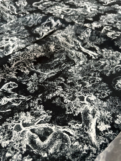 Black Wild Forest Pattern Fabric