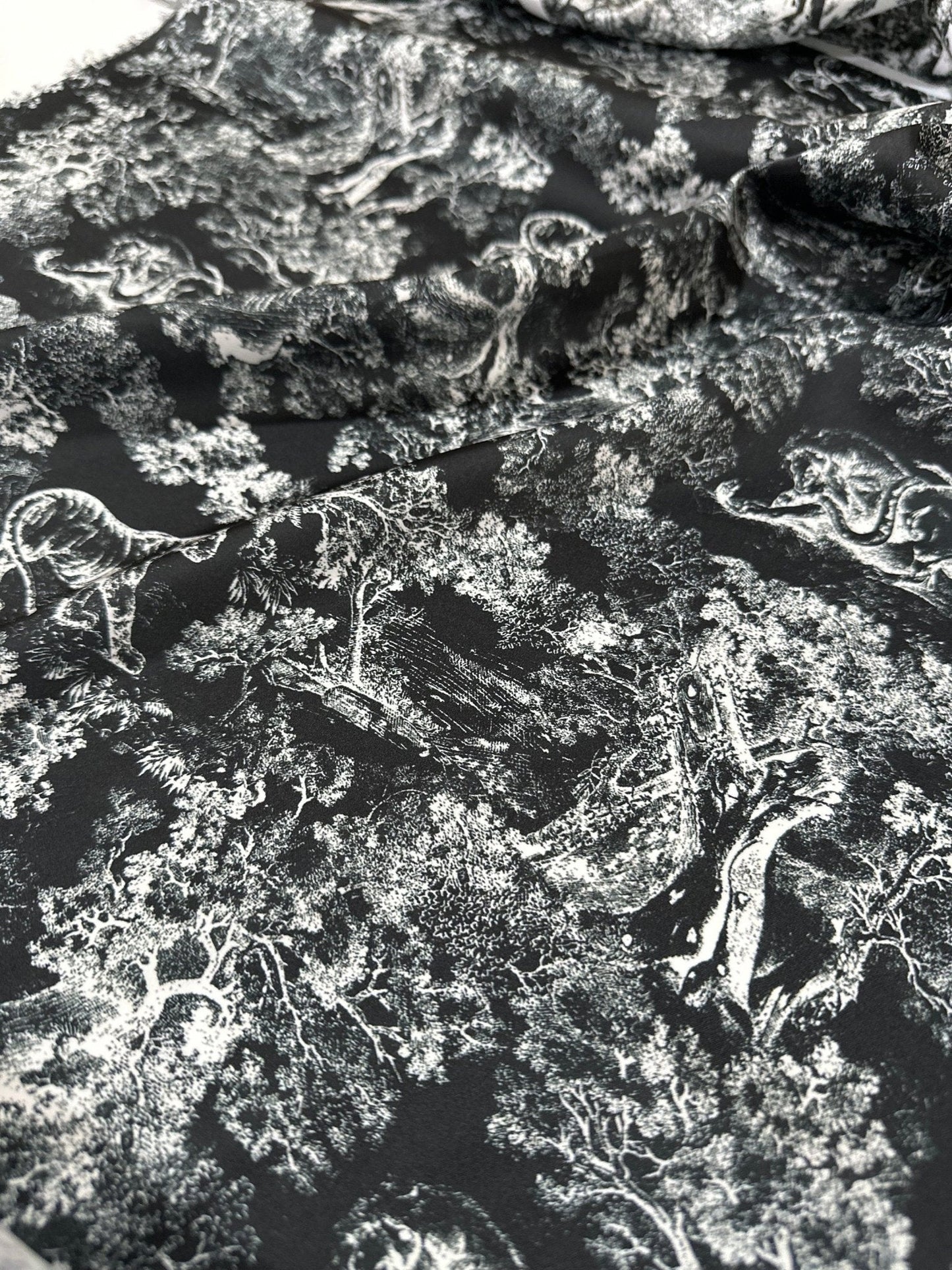 Black Wild Forest Pattern Fabric