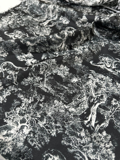 Black Wild Forest Pattern Fabric