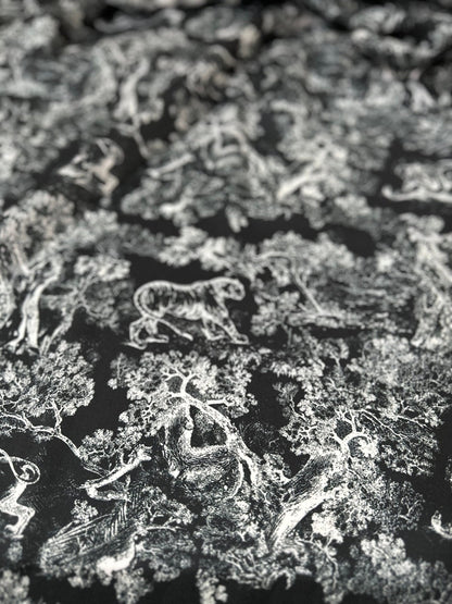 Black Wild Forest Pattern Fabric