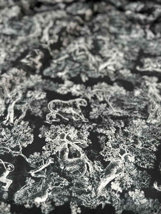 Black Wild Forest Pattern Fabric