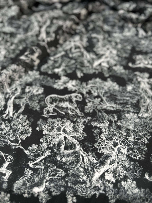 Black Wild Forest Pattern Fabric