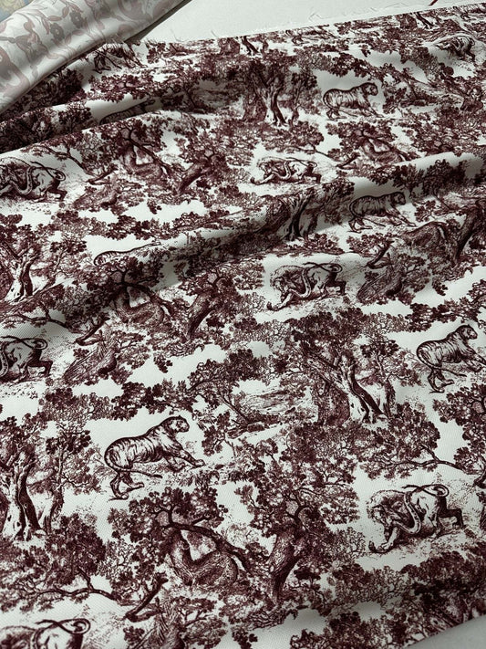 Brown Wild Forest Pattern Fabric – Fabric by Metre, Options: Satin, Crepe, Spandex, Chiffon