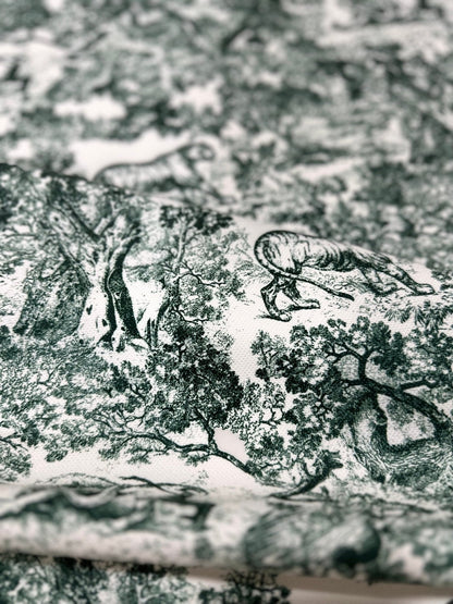 Green Wild Forest Animal Print Fabric