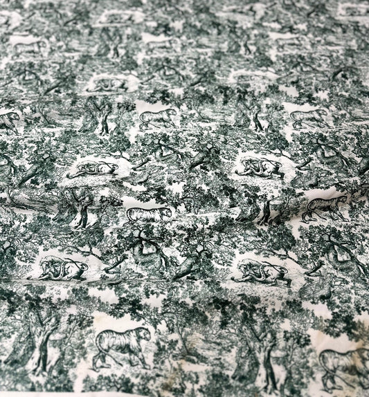 Green Wild Forest Animal Print Fabric