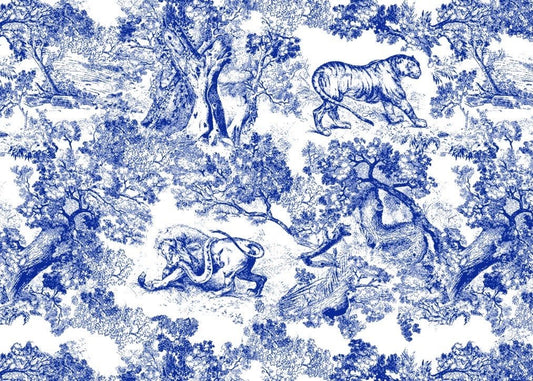 Blue Wild Forest Pattern Fabric