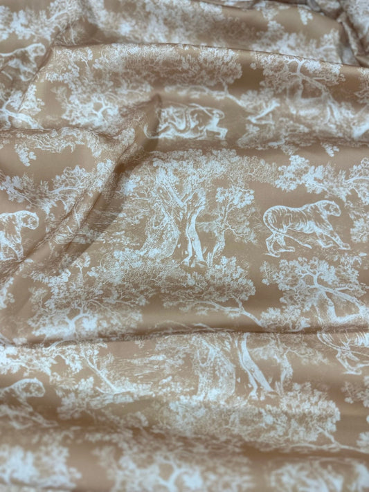 Beige Wild Forest Pattern Fabric