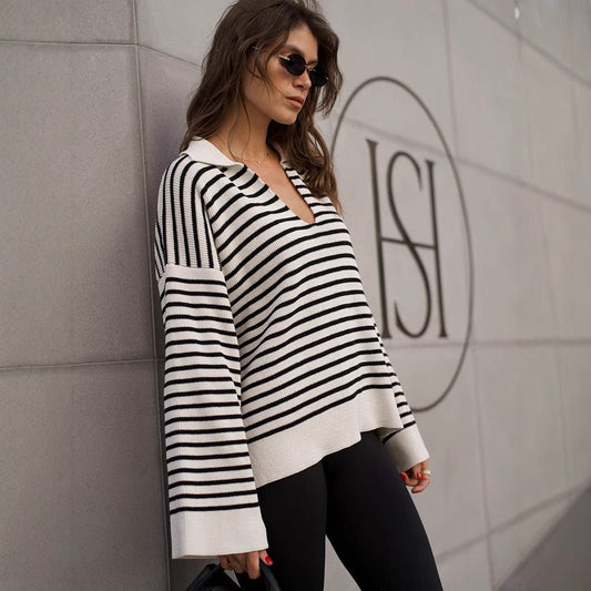 Women’s Striped Long Sleeve Sweater
