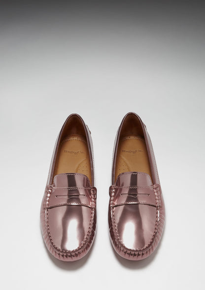 Women's Penny Driving Loafers, rose gold patent leather