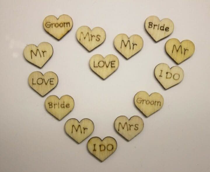 200 x Small Rustic Wooden Wedding Hearts Table Decorations