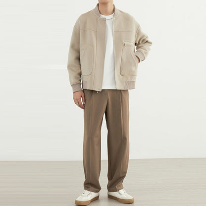 Woolen Coat - Short Baseball Style