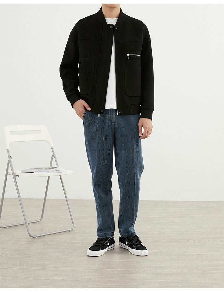 Woolen Coat - Short Baseball Style