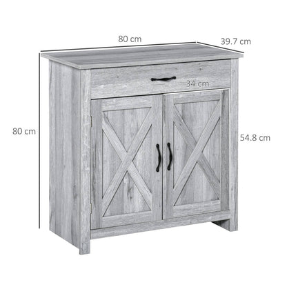 Farmhouse Barn Door Sideboard Storage Cabinet Coffee Bar for LIVING Room  Grey Grain