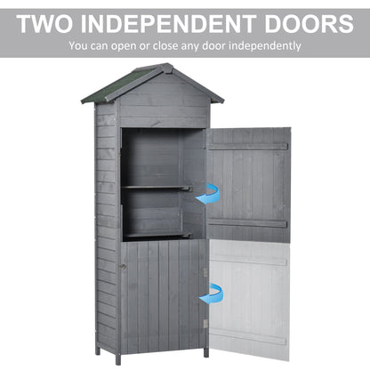 Rustica 189cm Barn Door Apex Garden Store Lockable With Shelves Fir Wood Grey by Steadfast
