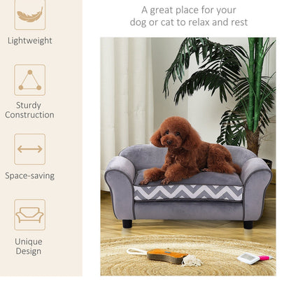PawHut Velvet-Feel Small Dog Pet Bed - Grey