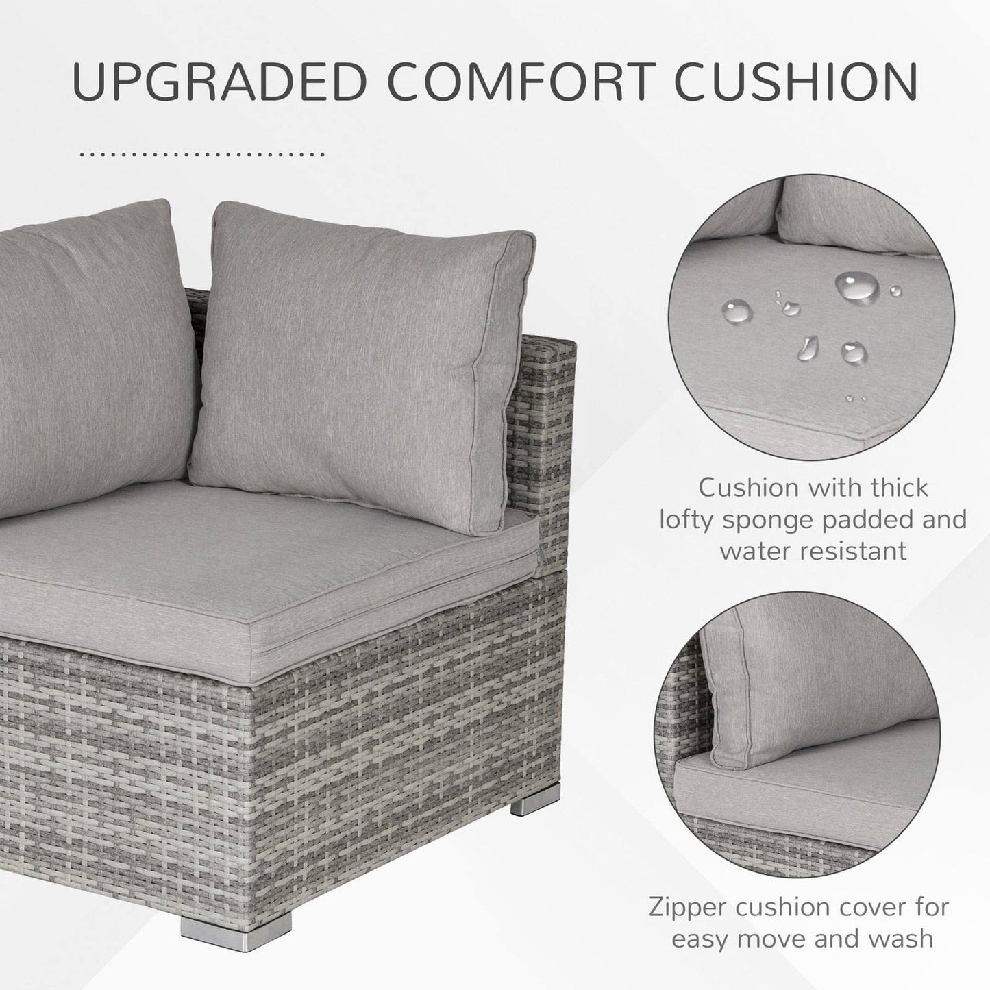 PE Rattan Wicker Corner Sofa Garden Furniture Single Sofa Chair w/ Cushions