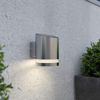 Twin Pack Silver Solar Motion Down Wall Light Signage Lights