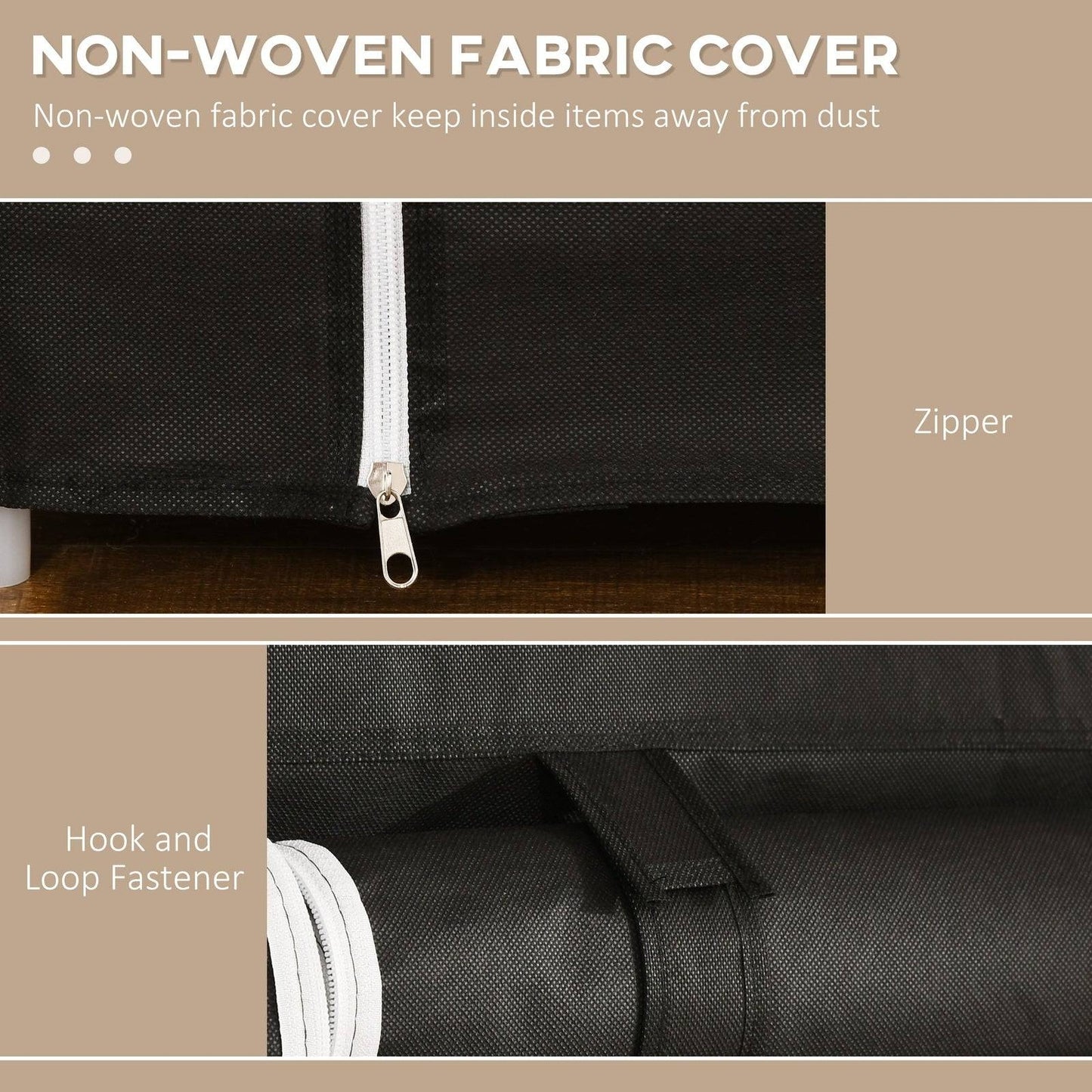 Fabric Wardrobe Portable Wardrobe With 10 Shelves 1 Hanging Rail Foldable Closets 150 X 43 X 162.5 cm Black