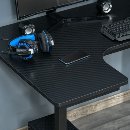 L-Shaped Corner Desk Wood Large PC Gaming Desk 145 x 81 x 76cm Black
