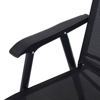 Steel Frame Set of 2 Foldable Outdoor Garden Chairs Black