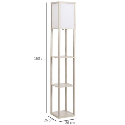 Medium-density fibreboard 3-Tier Shelves Floor Lamp Oak/White