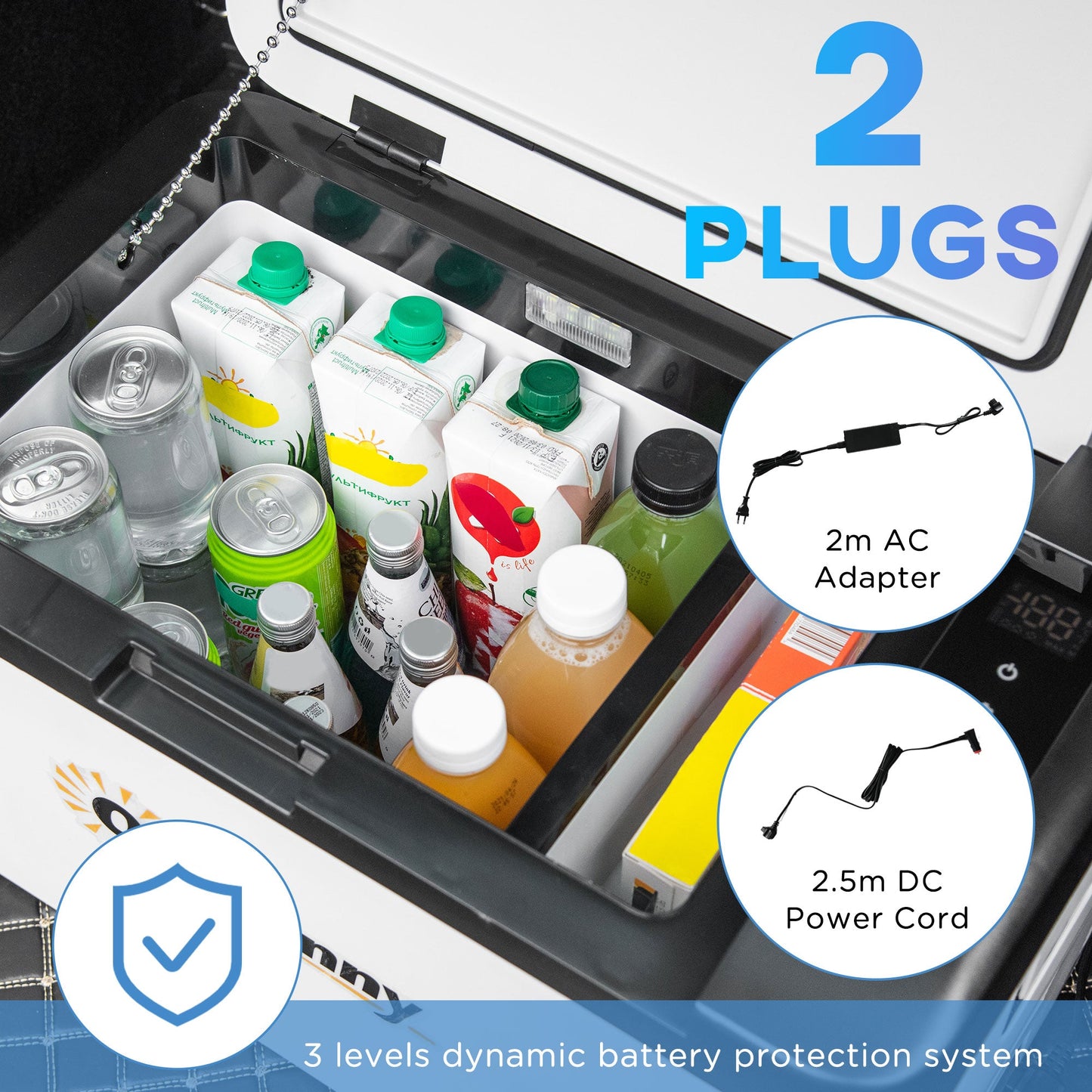 12V Car Refrigerator w/ LED Light & Foldable Handles