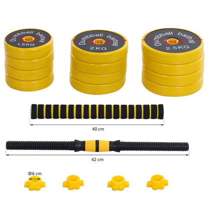25KG Dumbbell & Barbell Adjustable Set Plate Bar Clamp Rod Home Gym Sports Area Exercise Ergonomic