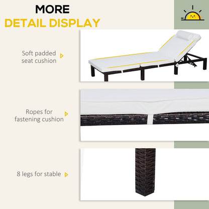 PE Rattan Sun Lounger with Soft Padded Cushion